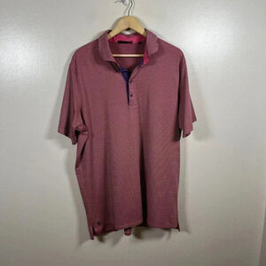 Greyson Golf Polo Shirt Mens Size XXL Pink Blue Stripes Performance Work Casual